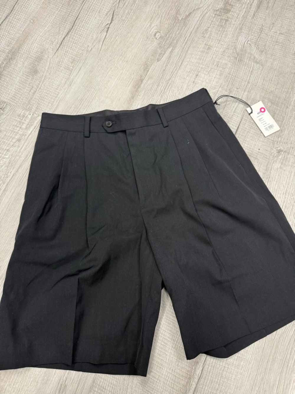 Men's Black Flat Front Dress Shorts - Picture 2 of 4